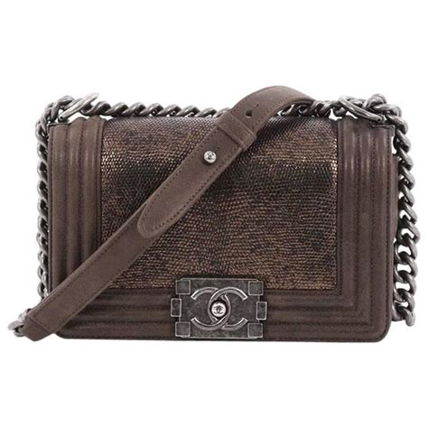 chanel small lizard boy bag|used lizard chanel handbags.